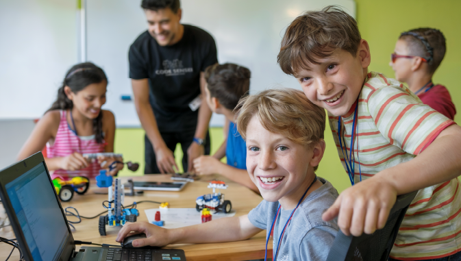 kids having a blast with robotics at code ninjas summer camp
